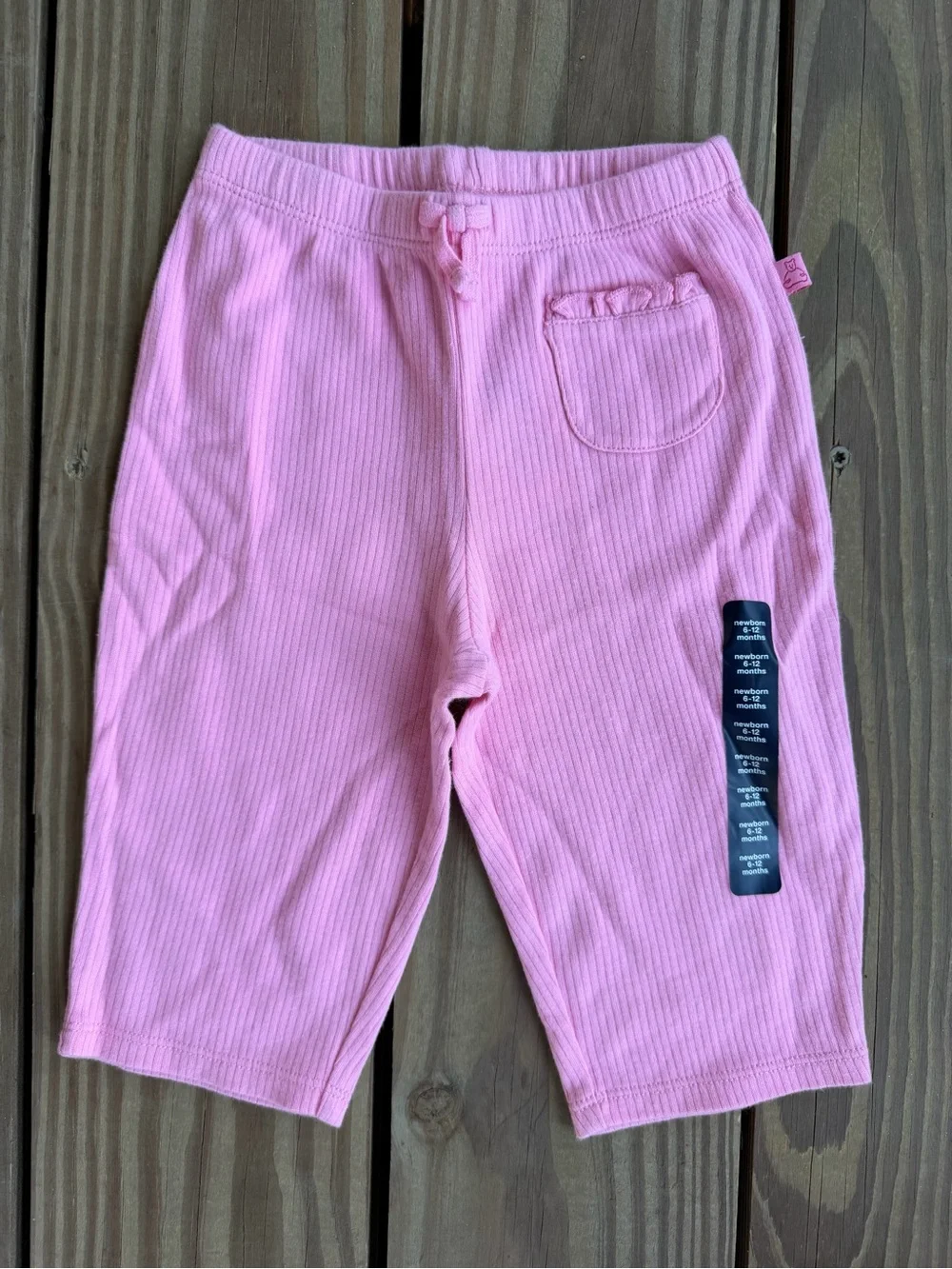 Baby Gap Girls 6-12M Pink Ribbed Pants Ruffle Pocket NWT
